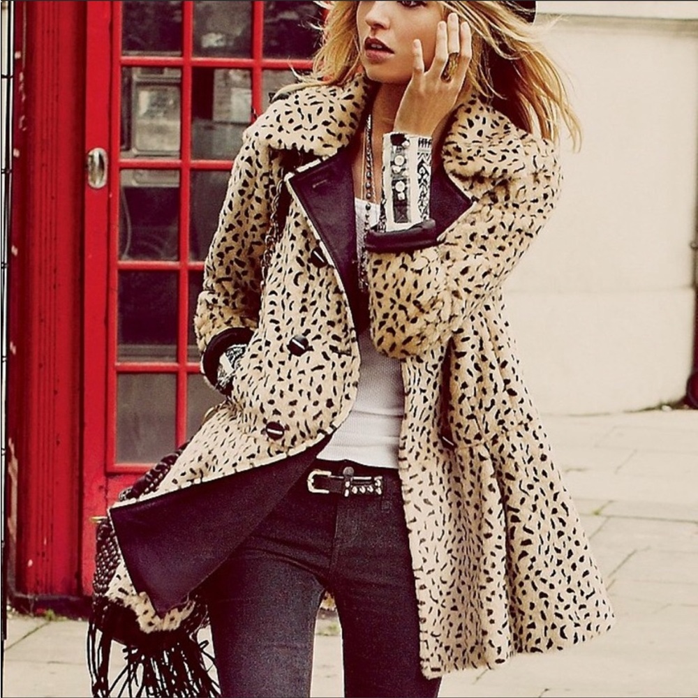 Free People Leopard Print Swing Coat